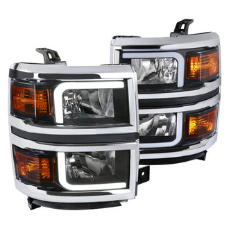 Spec-D® - Driver and Passenger Side Matte Black LED DRL Bar Headlights