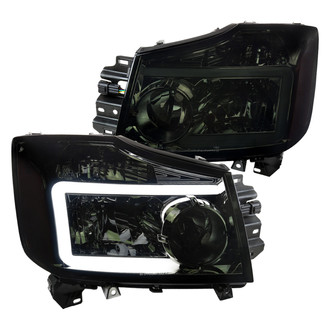 Spec-D® - Driver and Passenger Side Chrome/Smoke LED DRL Bar Euro Headlights