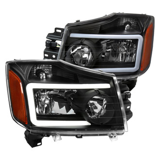 Spec-D® - Driver and Passenger Side Matte Black LED Light Tube Headlights