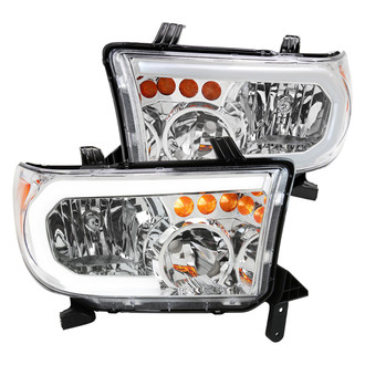 Spec-D® - Driver and Passenger Side Chrome DRL Bar Headlights with LED Turn Signal