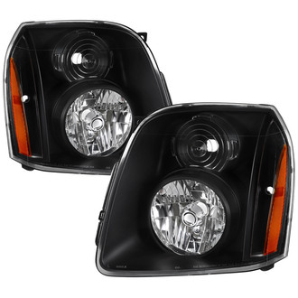 Spec-D® - Driver and Passenger Side Matte Black Headlights with Amber Reflector