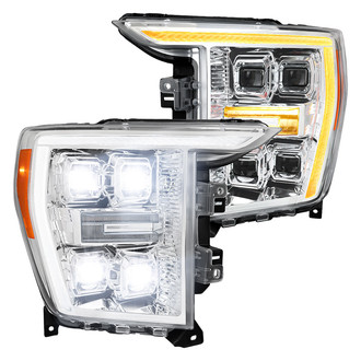 Spec-D® - Driver and Passenger Side Chrome Switchback LED DRL Bar Projector LED Headlights with Sequential Turn Signal