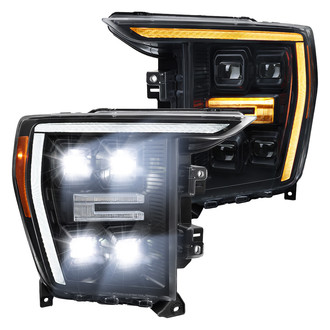 Spec-D® - Driver and Passenger Side Matte Black Switchback LED DRL Bar Projector LED Headlights with Sequential Turn Signal