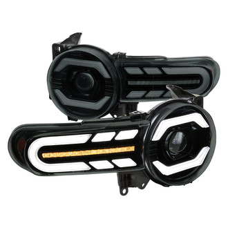 Spec-D® - Driver and Passenger Side Matte Black/Smoke Breathing Light Tube Projector LED Headlights with Sequential Turn Signal