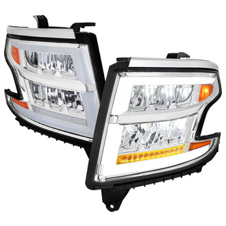 Spec-D® - Driver and Passenger Side Chrome DRL Bar LED Headlights with Sequential Turn Signal