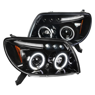 Spec-D® - Driver and Passenger Side Gloss Black Halo Projector Headlights with Parking LEDs