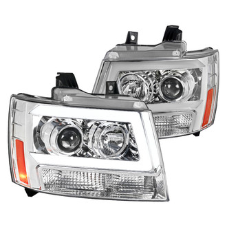 Spec-D® - Driver and Passenger Side Chrome LED DRL Bar Projector Headlights