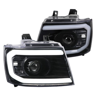 Spec-D® - Driver and Passenger Side Gloss Black LED DRL Bar Projector Headlights