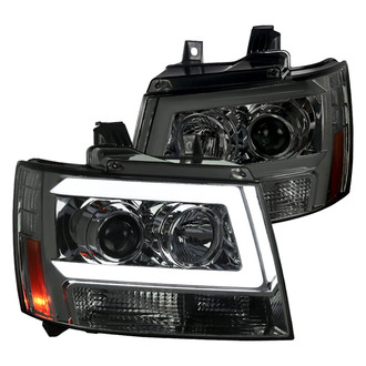 Spec-D® - Driver and Passenger Side Chrome/Smoke LED DRL Bar Projector Headlights