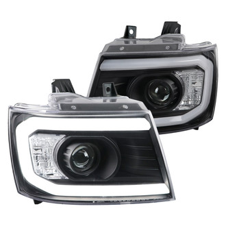 Spec-D® - Driver and Passenger Side Matte Black LED DRL Bar Projector Headlights