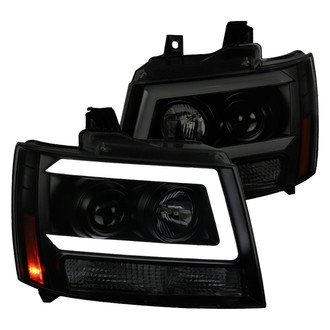 Spec-D® - Driver and Passenger Side Black/Smoke LED DRL Bar Projector Headlights