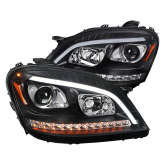 Spec-D® - Driver and Passenger Side Black DRL Bar Projector Headlights with Sequential LED Turn Signal