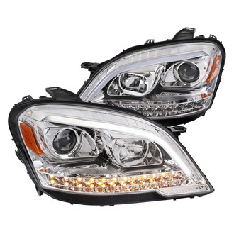 Spec-D® - Driver and Passenger Side Chrome DRL Bar Projector Headlights with Sequential LED Turn Signal