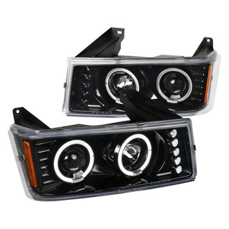 Spec-D® - Driver and Passenger Side Gloss Black Halo Projector Headlights with Parking LEDs