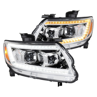 Spec-D® - Driver and Passenger Side Chrome Switchback LED DRL Bar Projector Headlights