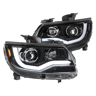 Spec-D® - Driver and Passenger Side Gloss Black LED DRL Bar Projector Headlights
