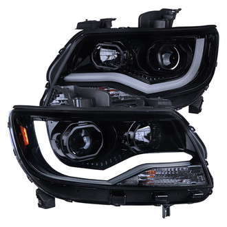 Spec-D® - Driver and Passenger Side Gloss Black/Smoke LED DRL Bar Projector Headlights