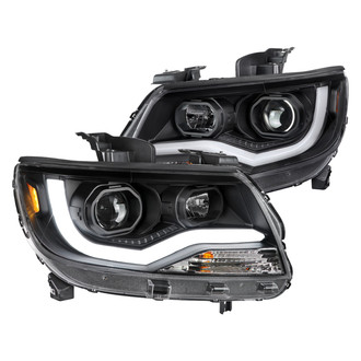 Spec-D® - Driver and Passenger Side Matte Black LED DRL Bar Projector Headlights
