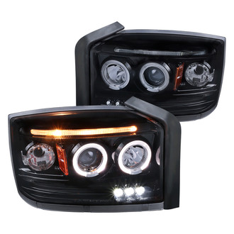 Spec-D® - Driver and Passenger Side Black/Smoke Dual Halo Projector Headlights with Parking LEDs