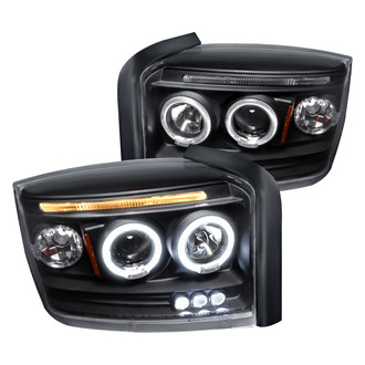 Spec-D® - Driver and Passenger Side Black Dual Halo Projector Headlights with Parking LEDs