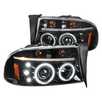 Spec-D® - Driver and Passenger Side Gloss Black Halo Projector Headlights with Parking LEDs