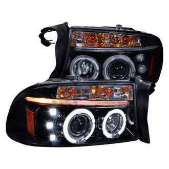 Spec-D® - Driver and Passenger Side Gloss Black/Smoke Dual Halo Projector Headlights with Parking LEDs