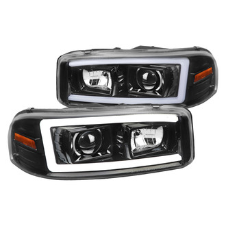 Spec-D® - Driver and Passenger Side Gloss Black LED DRL Bar Projector Headlights