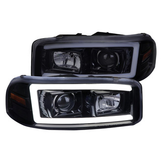 Spec-D® - Driver and Passenger Side Gloss Black/Smoke LED DRL Bar Projector Headlights