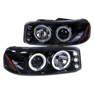 Spec-D® - Driver and Passenger Side Gloss Black/Smoke Dual Halo Projector Headlights with Parking LEDs