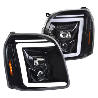 Spec-D® - Driver and Passenger Side Gloss Black Sequential LED DRL Bar Projector Headlights