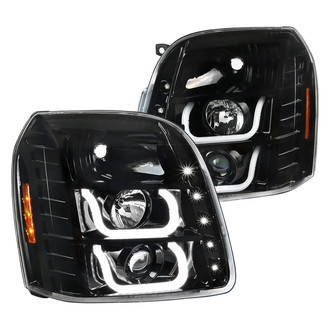 Spec-D® - Driver and Passenger Side Black LED DRL Bar Projector Headlights