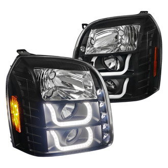 Spec-D® - Driver and Passenger Side Black LED DRL Bar Projector Headlights