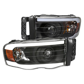 Spec-D® - Driver and Passenger Side Matte Black LED DRL Bar Projector Headlights