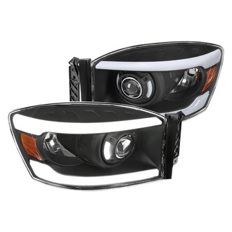 Spec-D® - Driver and Passenger Side Matte Black LED DRL Bar Projector Headlights