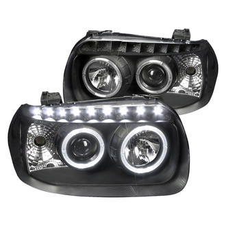 Spec-D® - Driver and Passenger Side Black Dual Halo Projector Headlights with LED DRL