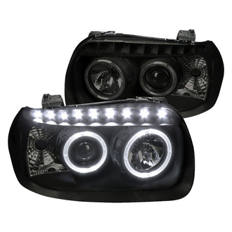 Spec-D® - Driver and Passenger Side Black/Smoke Dual Halo Projector Headlights with LED DRL