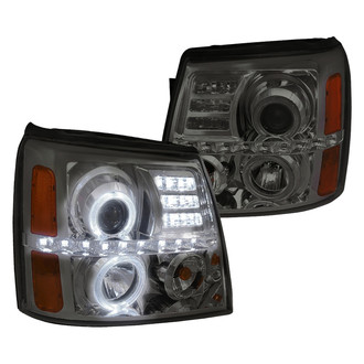 Spec-D® - Driver and Passenger Side Chrome/Smoke Dual Halo Projector Headlights with LED DRL