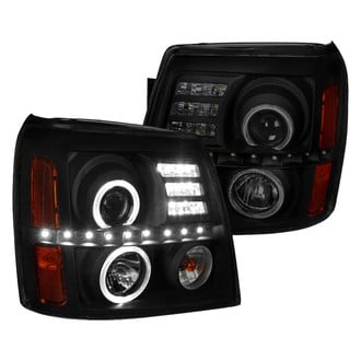 Spec-D® - Driver and Passenger Side Black/Smoke Dual Halo Projector Headlights with LED DRL