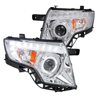Spec-D® - Driver and Passenger Side Chrome Halo Projector Headlights with LED DRL