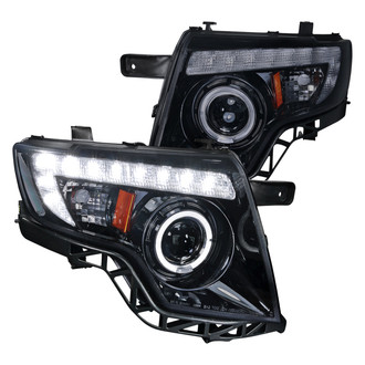 Spec-D® - Driver and Passenger Side Gloss Black/Smoke Halo Projector Headlights with LED DRL