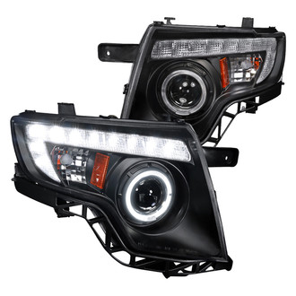 Spec-D® - Driver and Passenger Side Black Halo Projector Headlights with LED DRL