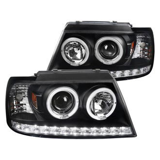 Spec-D® - Driver and Passenger Side Black Dual Halo Projector Headlights with Parking LEDs