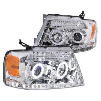 Spec-D® - Driver and Passenger Side Chrome Dual Halo Projector Headlights with R8 Style LEDs