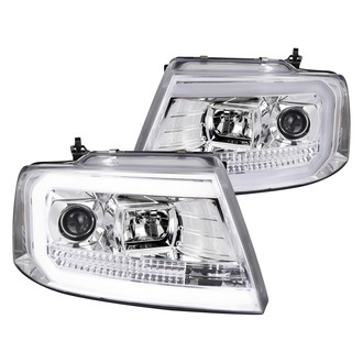 Spec-D® - Driver and Passenger Side Chrome LED DRL Bar Projector Headlights
