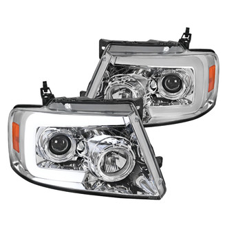 Spec-D® - Driver and Passenger Side Chrome Sequential LED DRL Bar Projector Headlights