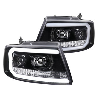 Spec-D® - Driver and Passenger Side Gloss Black LED DRL Bar Projector Headlights