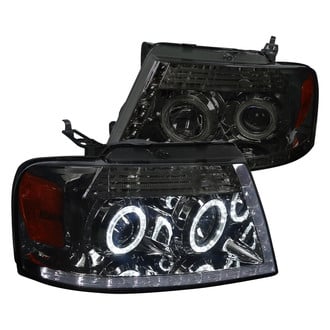 Spec-D® - Driver and Passenger Side Chrome/Smoke Dual Halo Projector Headlights with R8 Style LEDs
