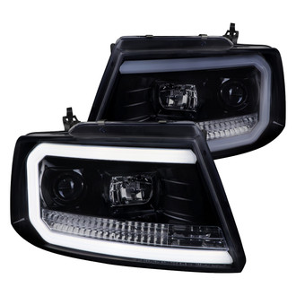 Spec-D® - Driver and Passenger Side Gloss Black/Smoke LED DRL Bar Projector Headlights