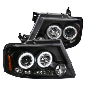Spec-D® - Driver and Passenger Side Black Dual Halo Projector Headlights with Parking LEDs