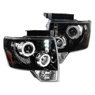Spec-D® - Driver and Passenger Side Black Dual Halo Projector Headlights with Parking LEDs